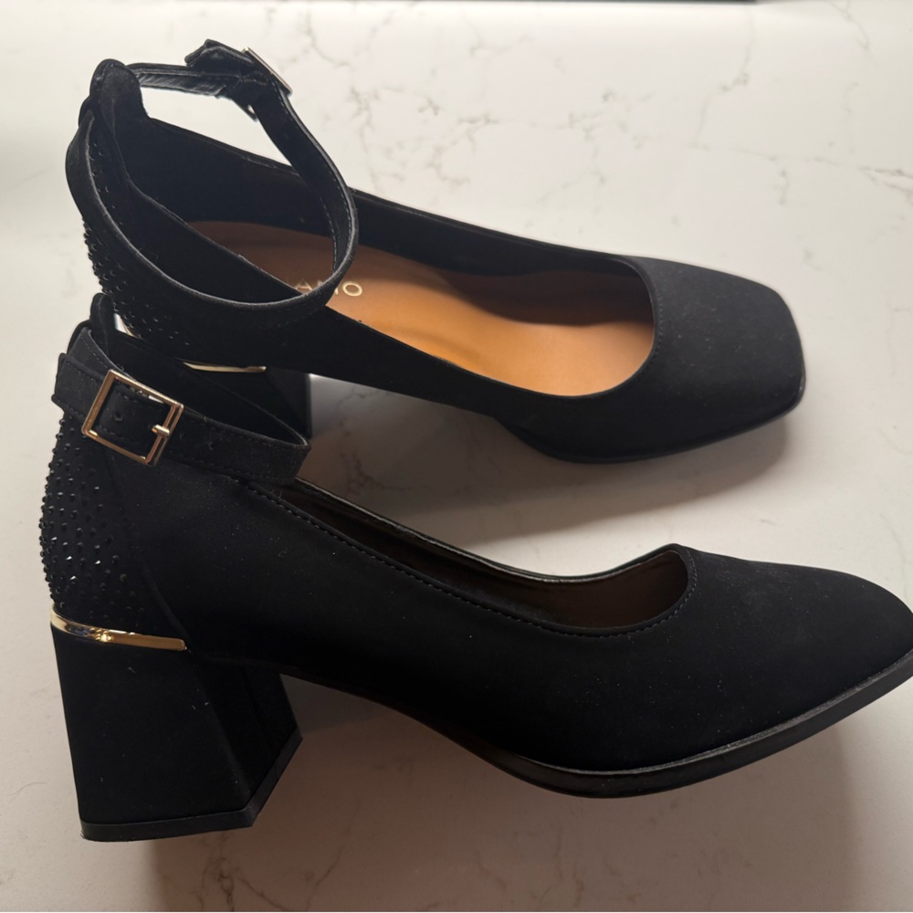 Black Women's Heels- Rhinestone Heel